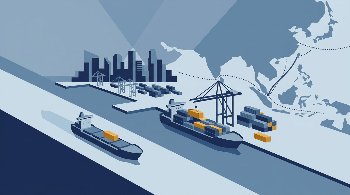 Alkagesta logo against a backdrop of a global map with shipping routes